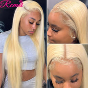 13x4 38 40 613 Blonde Lace Front Human Hair Wigs Straight 613 Transparent HD Lace Frontal Wig With Baby Hair Brazilian Remy 150%