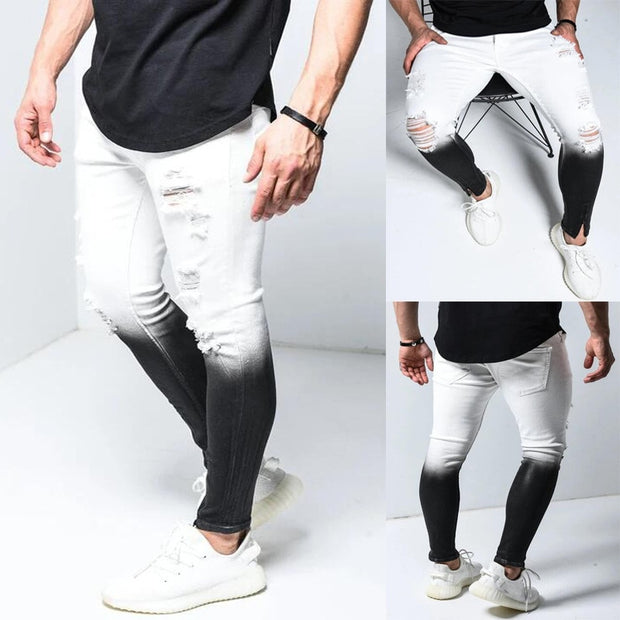 Mode Hommes Skinny Jeans Stretchy Denim Slim Long Camouflage Pantalon Effiloché Rip Bike Hommes Déchiré Jeans 20 styles