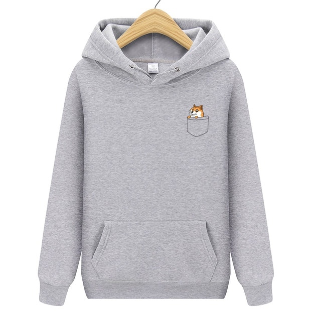 2021 New Popular Men&#39;s Casual Hoodies Streetwear Pocket dog printed Sweatshirt Pullover Sportswear Male Leisure Jacket Hood