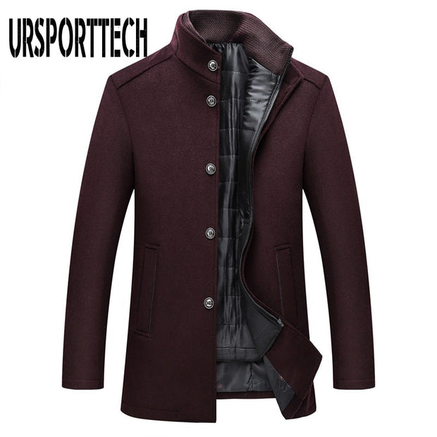 Winter Warm Wool Blend Coat Men Thick Overcoats Topcoat Mens Single Breasted Jackets And Coats With Adjustable Vest Men&#39;s Coat