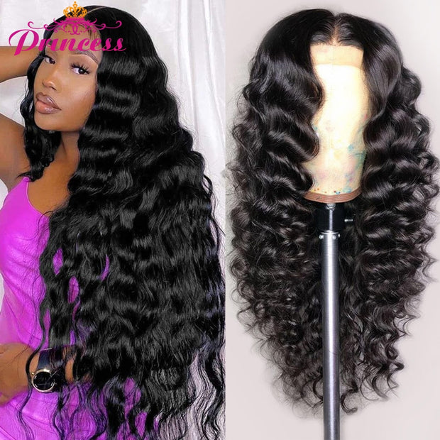 Beautiful Princess Brazilian Loose Deep Wave Wig For Women Lace Front Human Hair Wigs Pre Plucked With Baby Hair