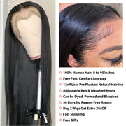 Straight Lace Front Human Hair Wigs for Women 30 40 Inch Brazilian Natural Hd Glueless Full Transparent 13x4 Lace Frontal Wig