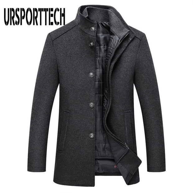 Winter Warm Wool Blend Coat Men Thick Overcoats Topcoat Mens Single Breasted Jackets And Coats With Adjustable Vest Men&#39;s Coat
