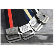 Men&#39;s and Women&#39;s Spring and Autumn Youth Double Ring Buckle Color Matching Adjustable Length Jeans Canvas Belt