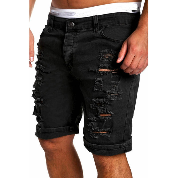 Men&#39;s Denim Chino Fashion Shorts Washed Denim Boy Skinny Runway Short Men Jeans Shorts Homme Destroyed Ripped Jeans Plus Size