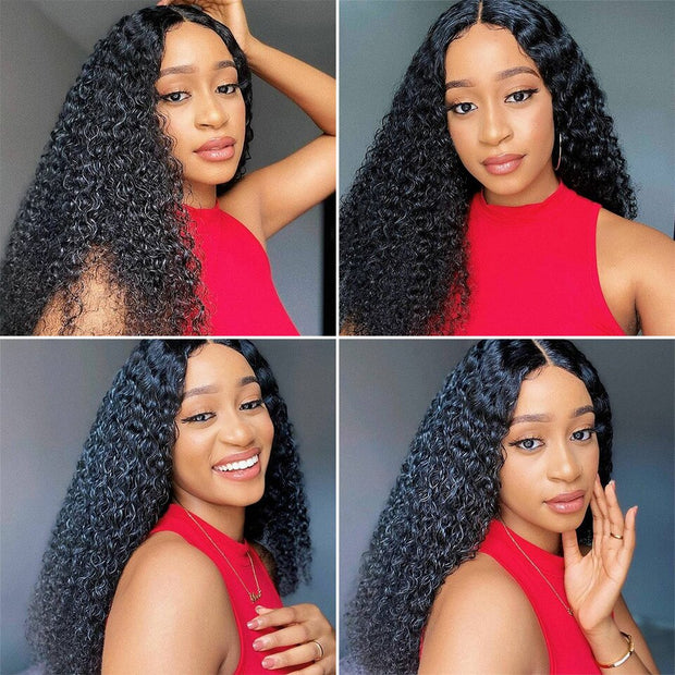 BAHW Hair Brazilian Kinky Curly Bundles With Closure 3 Bundles Human Hair With Closure Remy Hair Weave Bundles With Closure 30''