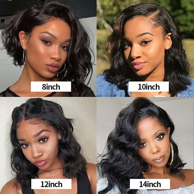 Body Wave 13x6 Lace Frontal Wigs Human Hair Short Bob Wig 13x4 Closure Wig 180 Density For Black Women Brazilian Remy Hair