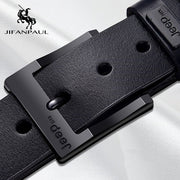 JIFANPAUL Men&#39;s genuine leather luxury brand belt high quality alloy pin buckle men&#39;s business retro youth with jeans new belt