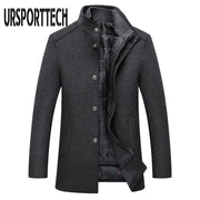 Winter Warm Wool Blend Coat Men Thick Overcoats Topcoat Mens Single Breasted Jackets And Coats With Adjustable Vest Men&#39;s Coat