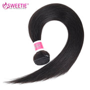 Sweetie 13X4 Ear To Ear Lace Frontal Closure With Bundles Peruvian Straight Human Hair Bundles With Frontal Remy Hair Extension