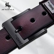 JIFANPAUL Men&#39;s genuine leather luxury brand belt high quality alloy pin buckle men&#39;s business retro youth with jeans new belt