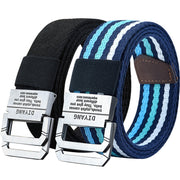 Men&#39;s and Women&#39;s Spring and Autumn Youth Double Ring Buckle Color Matching Adjustable Length Jeans Canvas Belt