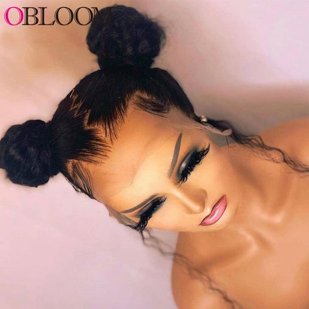 32in 250% Kinky Curly Wig 13x6 Lace Front Human Hair Wigs Transparent Lace Brazilian Pre Plucked Bleached Knots Wig for Women