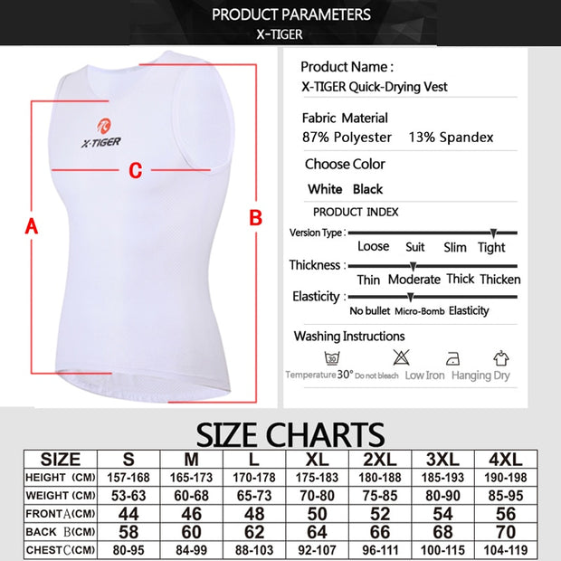 X-Tiger Men&#39;s Cycling Base Layers 2022 MTB Bike Cool Mesh Superlight Vest Breathable Short Sleeves Cycling Shirt Undershirt