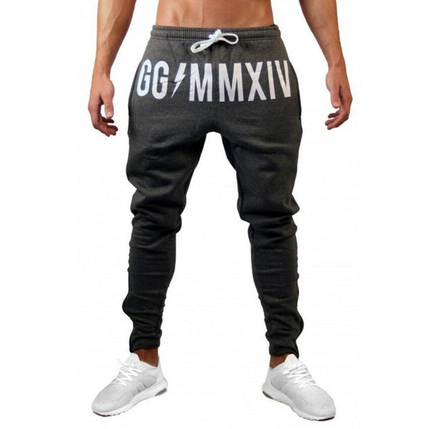 Black Joggers Sweatpants Men Cotton Print Casual Pants Gym Fitness Slim Drawstring Trousers Male Sportswear Running Track pants