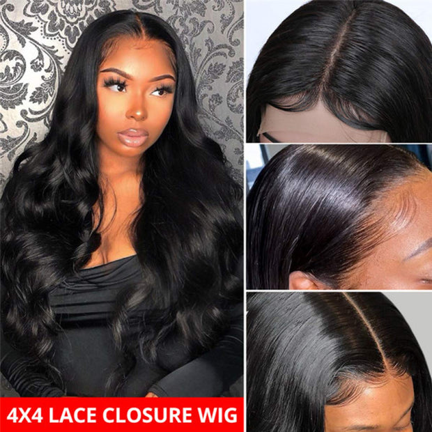 Body Wave 4x4 Lace Closure Wig Brazilian Body Wave Lace Closure Human Hair Wigs Human Hair Wigs For Women With Baby Hair QUEEN