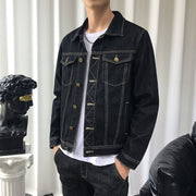 Spring Autumn Men Denim Jackets Casual Solid Color Lapel Single Breasted Jeans Jacket Men Slim Fit Cotton Outwear Jackets 5xl-M