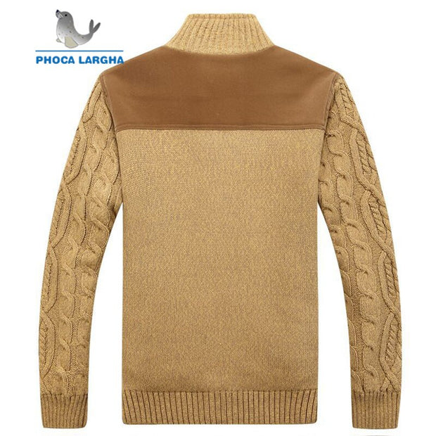 Men&#39;s Sweaters Winter Warm Thick Velvet Sweatercoat Single-breasted Cardigan Men Casual Sweaters Pattern Knitwear size 3XL