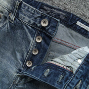 Italian Fashion Men Jeans Retro Light Gray Blue Elastic Cotton Slim Fit Ripped Jeans Men Vintage Designer Denim Buttons Pants