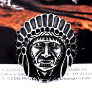 BEIER Chief Stainless Steel USA Indiana Motorcycle Rider Fashion Men&#39;s Skull Ring BR8-231 US Size 7-13