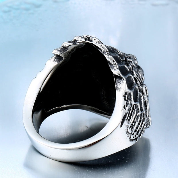 BEIER Chief Stainless Steel USA Indiana Motorcycle Rider Fashion Men&#39;s Skull Ring BR8-231 US Size 7-13