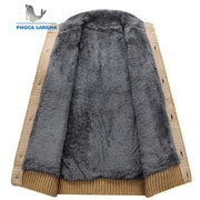 Men&#39;s Sweaters Winter Warm Thick Velvet Sweatercoat Single-breasted Cardigan Men Casual Sweaters Pattern Knitwear size 3XL