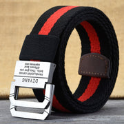 Men&#39;s and Women&#39;s Spring and Autumn Youth Double Ring Buckle Color Matching Adjustable Length Jeans Canvas Belt