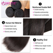 Sweetie 13X4 Ear To Ear Lace Frontal Closure With Bundles Peruvian Straight Human Hair Bundles With Frontal Remy Hair Extension