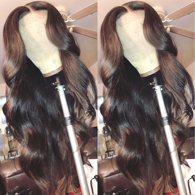 4X4 Body Wave Closure Wig 巴西 Body Wave 前蕾丝假发 HD 透明蕾丝前假发 波浪前蕾丝真人发假发