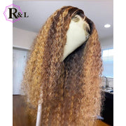 RULINDA Highlight 13X4 Curly Lace Front Human Hair Wigs With Baby Hair Ombre Color Brazilian Remy Human Hair Lace Wigs For Women