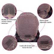 Sophies Deep Wave 4*4 Lace Closure Human Hair Wigs For Black Women Pre Plucked Hairline 150% Density Brazilian Non-Remy Hair