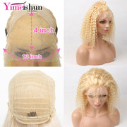 Kinky Curly Wig Blonde Bob Wig Brazilian 13x4 Lace Frontal Human Hair Wigs Blonde Curly Human Hair Wig With Frontal Yimeishun