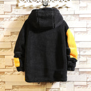 Bomber Black White Jacket Men&#39; Winter Thick Warm Fleece Teddy Coat For Mens SportWear Male Fluffy Fleece Hoodies Coat