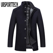Winter Warm Wool Blend Coat Men Thick Overcoats Topcoat Mens Single Breasted Jackets And Coats With Adjustable Vest Men&#39;s Coat