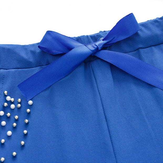 Tracksuit Women Two Piece Set Beading Decor Cold Shoulder Long Sleeve Top + Pants Jogger Suit Female Casual Lounge Wear Outfits