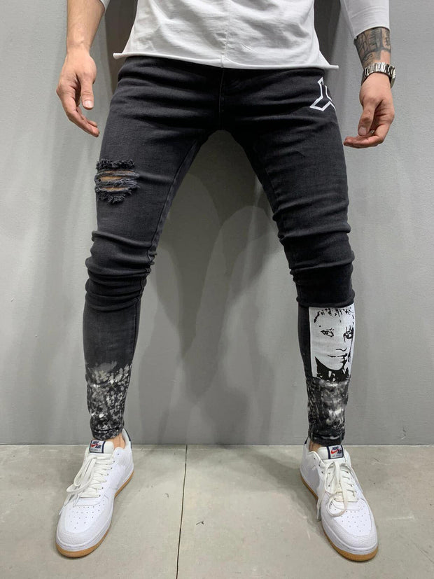 Mode Hommes Skinny Jeans Stretchy Denim Slim Long Camouflage Pantalon Effiloché Rip Bike Hommes Déchiré Jeans 20 styles