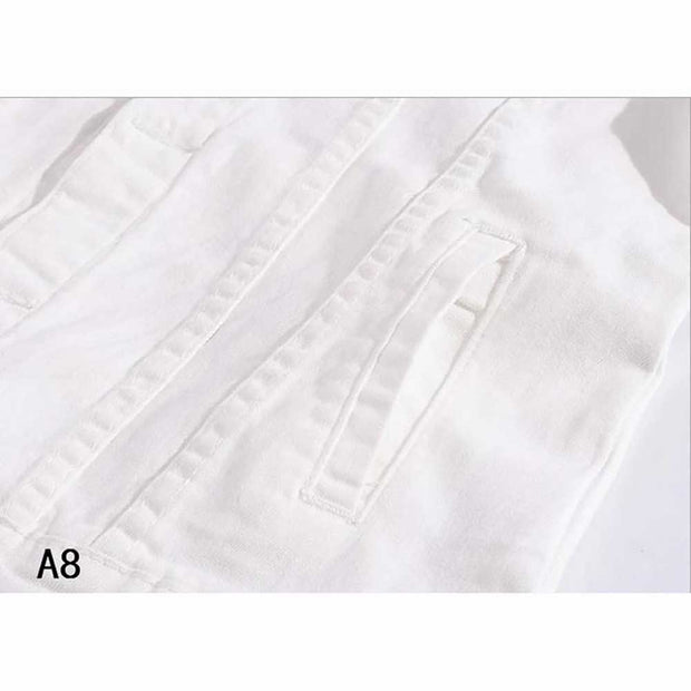 Nouveau Mode Hommes Denim Veste Cowboy Blanc Jeans Veste Hommes Casual Slim Fit Jeans Veste Coton Manteau OUTWEAR Homme Vêtements