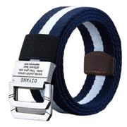 Men&#39;s and Women&#39;s Spring and Autumn Youth Double Ring Buckle Color Matching Adjustable Length Jeans Canvas Belt