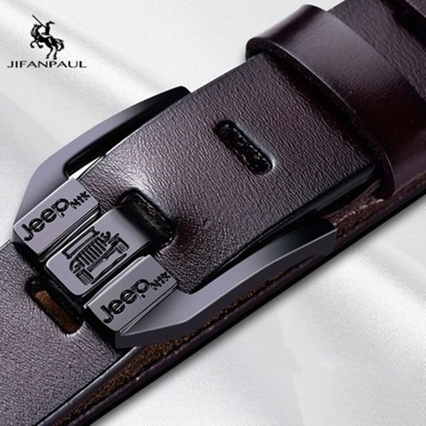 JIFANPAUL Men&#39;s genuine leather luxury brand belt high quality alloy pin buckle men&#39;s business retro youth with jeans new belt