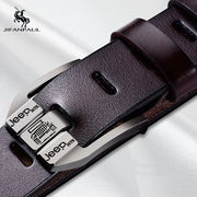 JIFANPAUL Men&#39;s genuine leather luxury brand belt high quality alloy pin buckle men&#39;s business retro youth with jeans new belt