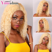 Kinky Curly Wig Blonde Bob Wig Brazilian 13x4 Lace Frontal Human Hair Wigs Blonde Curly Human Hair Wig With Frontal Yimeishun