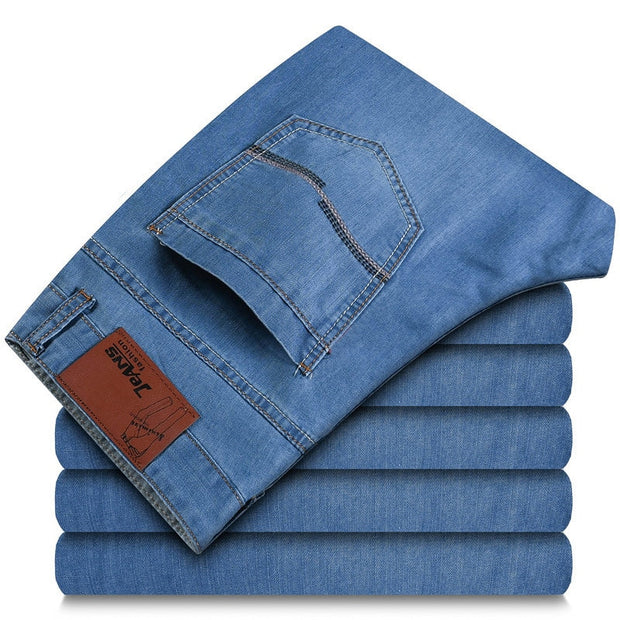 Spring Autumn 2021 Men&#39;s Smart Elastic Jeans Business Fashion Straight Regular Stretch Denim Trousers Men Jeans  28-40