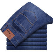 Spring Autumn 2021 Men&#39;s Smart Elastic Jeans Business Fashion Straight Regular Stretch Denim Trousers Men Jeans  28-40