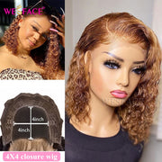 27 Short curly Honey Blonde Bob Wig Lace Front Human Hair Wigs Brazilian kinky curly Lace Closure Frontal wig For Black Women