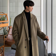 IEFB Korean Trend Men&#39;s Loose Casual Single-breasted Overcoat Autumn Winter Fashion New Long Sleeve Woolen Long Coat 9D1665