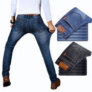 Spring Autumn 2021 Men&#39;s Smart Elastic Jeans Business Fashion Straight Regular Stretch Denim Trousers Men Jeans  28-40