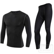 BLACK Men&#39;s Thermal Underwear Set Motorcycle 4  Seasons Skiing Warm Base Layers Sportwear Tight Long shirt &amp; Tops Set clothing