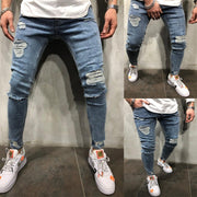 Mode Hommes Skinny Jeans Stretchy Denim Slim Long Camouflage Pantalon Effiloché Rip Bike Hommes Déchiré Jeans 20 styles