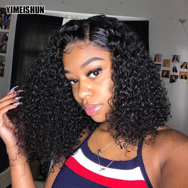 Kinky Curly Wig Blonde Bob Wig Brazilian 13x4 Lace Frontal Human Hair Wigs Blonde Curly Human Hair Wig With Frontal Yimeishun