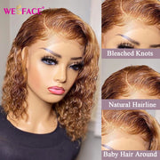 27 Short curly Honey Blonde Bob Wig Lace Front Human Hair Wigs Brazilian kinky curly Lace Closure Frontal wig For Black Women